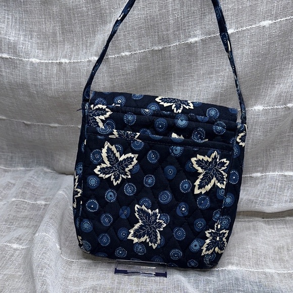 Vera Bradley Blue Coin Maple Leaf Pattern Sling Crossbody Swing Bag EUC VINTAGE - Picture 3 of 14